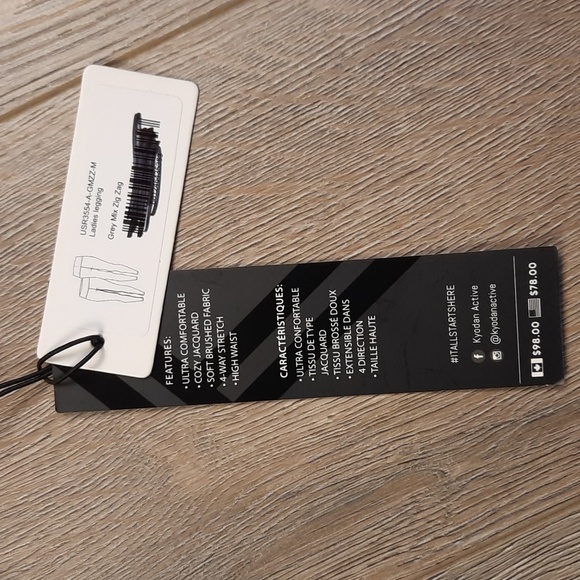 Kyodan grey herringbone zigzag jacquard high waist sporty leggings, M, NWT - Picture 11 of 11